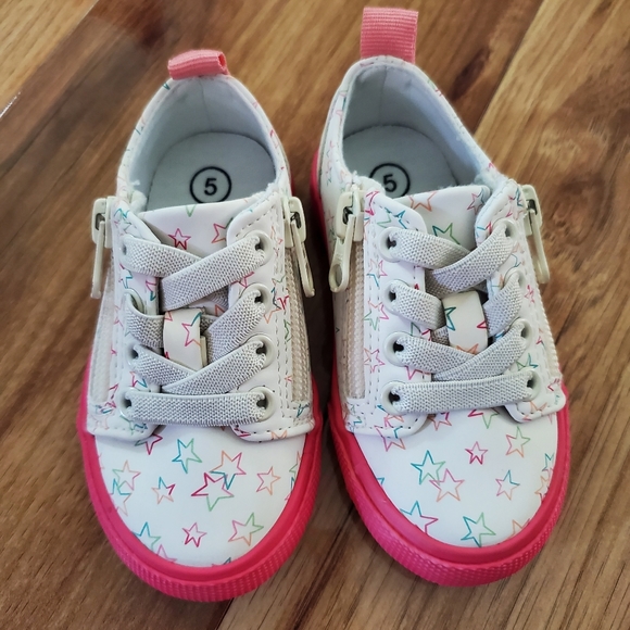Cat & Jack Infant Toddler Luka sneakers shoes Star Print Double Zipper SZ 5 - Picture 4 of 5